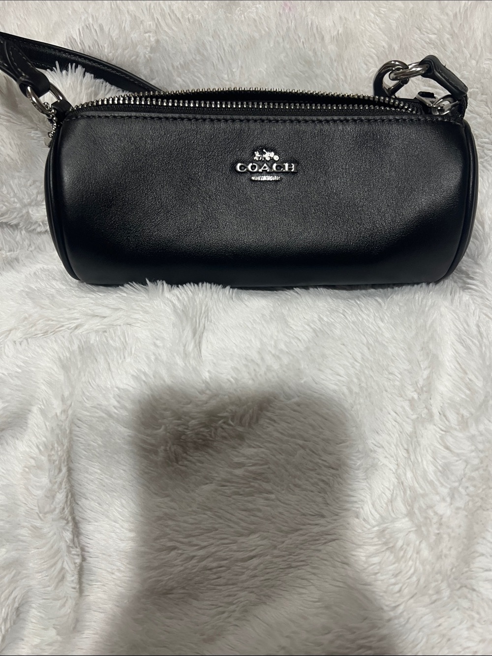 Coach Black Leather Barrel Mini Crossbody Bag